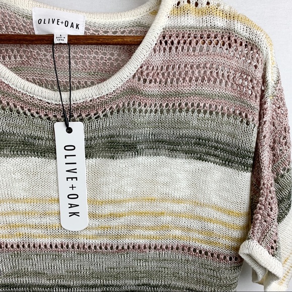Olive & Oak Tops - Olive + Oak NWT Striped Crocheted Lightweight Top